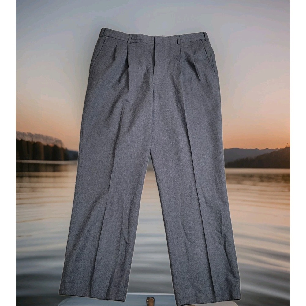 VTG 90's L.L. Bean‎ Pants Mens 38x31 Gray Pleated 100% Wool Trousers USA Preppy